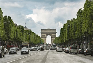 Arc de Triomphe triumphal arch with Champs-Elysees