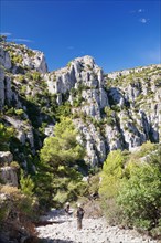 Hikers in Calanques National Park or Parc National des Calanques