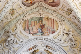 Stucco and frescoes on the ceiling