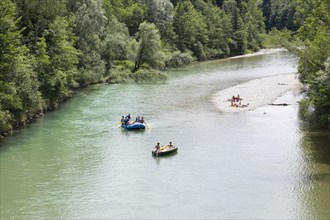 Rubber boats on the Isar river