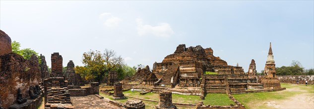 Ruins of a temple complex with a stupa