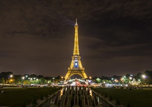 Illuminated Eiffel Tower at night