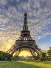 Sunset behind Eiffel Tower
