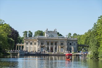Lazienki Palace with lake and park on an artificial island