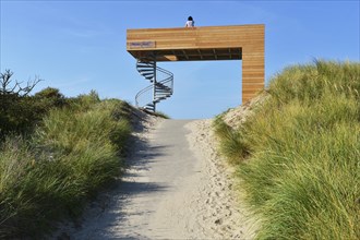 Wooden observation deck on the dunes at Nordstrand