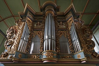 Decorated baroque organ in the church of Unfinden