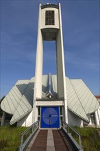Modern church with bell tower