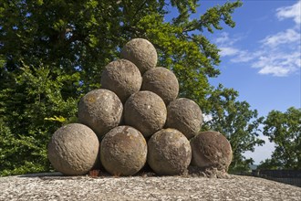 Replica of cannonballs at Konigstein Castle