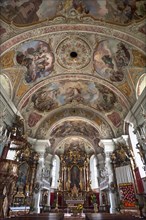 Chancel with ceiling frescoes by Christoph Anton Mayr