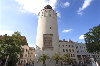 Dicker Turm or Frauenturm tower with city arms