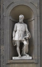 Statue of Benvenuto Cellini in the courtyard of the Uffizi