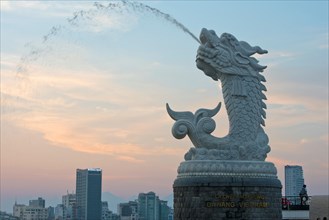 Water-shooting Dragon after sunset on the Han River