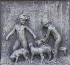 Children and sheep