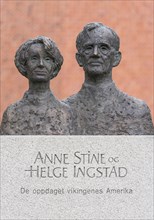 Monument with the busts of the couple Anne Stine and Helge Marcus Ingstad