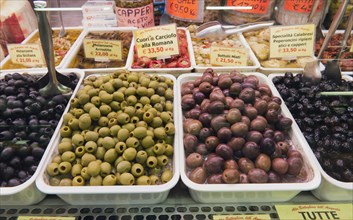 Marinated olives at the market