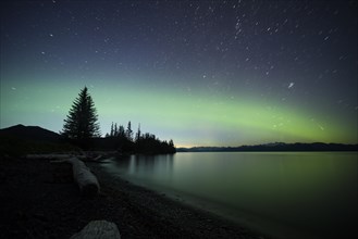 Aurora borealis and Perseid meteor