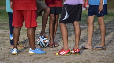 Teenagers' legs and World Cup match ball