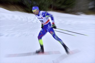 Cross-country skier in motion