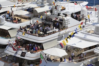 Viewers on yachts in Port Hercule during the Formula 1 Grand Prix Monaco 2015