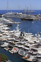 Port Hercule with yachts and cruise ships at Formula 1 Grand Prix Monaco 2015