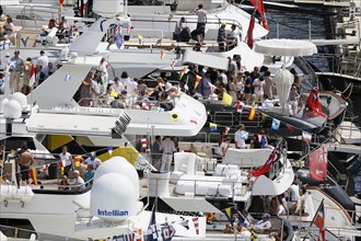 Viewers on yachts in Port Hercule during the Formula 1 Grand Prix Monaco 2015