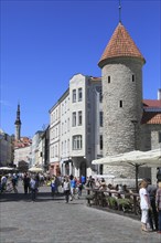 Viru Gate with tower by the city wall and the town hall