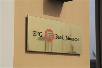 Brass plate of private bank EFG Bank