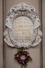 Memorial plaque for the painter Rembrandt van Rijn