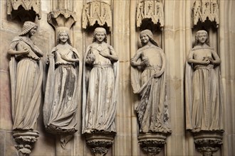 Five wise virgins in the interior of the Cathedral of Magdeburg