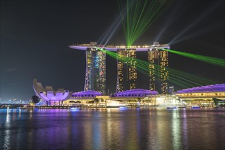 Laser show at Marina Bay Sands Hotel in the evening