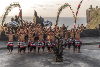 Dancers performing the classic Balinese Kecak Dance in Uluwatu Temple