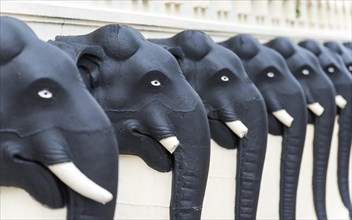 Elephant statues at Buddhist Mahiyangana Raja Maha Vihara Temple
