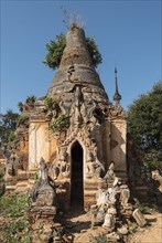 Crumbling stupa at Nyaung Oak monastery in Inthein