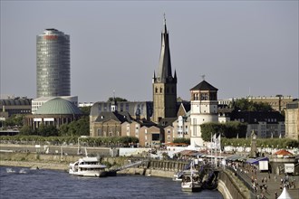 Banks of the River Rhine in Dusseldorf's historic centre