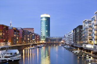 Residential and office buildings in the Westhafen harbor