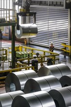 Steel coils in a warehouse