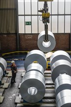 Steel coils in a warehouse