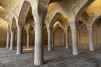 Decorated pillars in the prayer hall