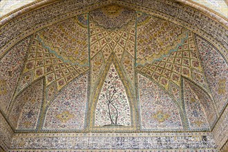 Ceiling with intricately painted tiles
