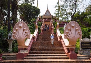 Seven Headed Naga at the entrance to Wat Phnom