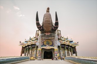 Bridge to the entrance of the Elephant Temple Thep Wittayakhom Vihara