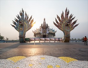 Bridge of the two Naga kings to the Elephant Temple Thep Wittayakhom Vihara