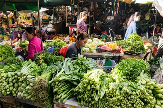 Vegetable stand in a market in Phnom Penh