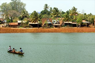 Traditional houses and palm trees