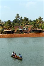 Traditional houses and palm trees