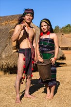 Phnong man and woman in traditional costume