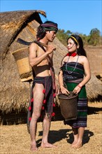 Phnong man and woman in traditional costume