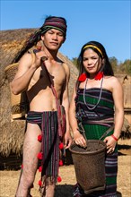 Phnong man and woman in traditional costume