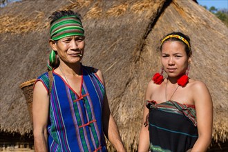 Phnong man and woman in traditional costume