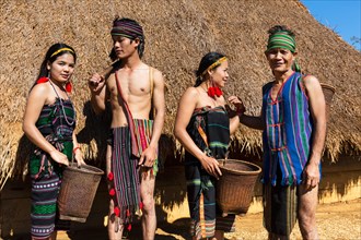 Native Phnong people wearing traditional costume